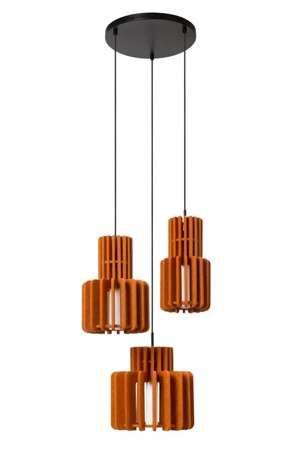 Lucide ROLLO - Hanglamp - 3xE27 - Terracotta - uitgezet